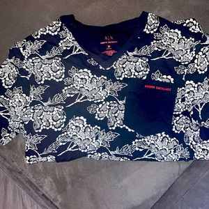 Armani Exchange V- neck T-shirt. Navy with white graphics never physically worn